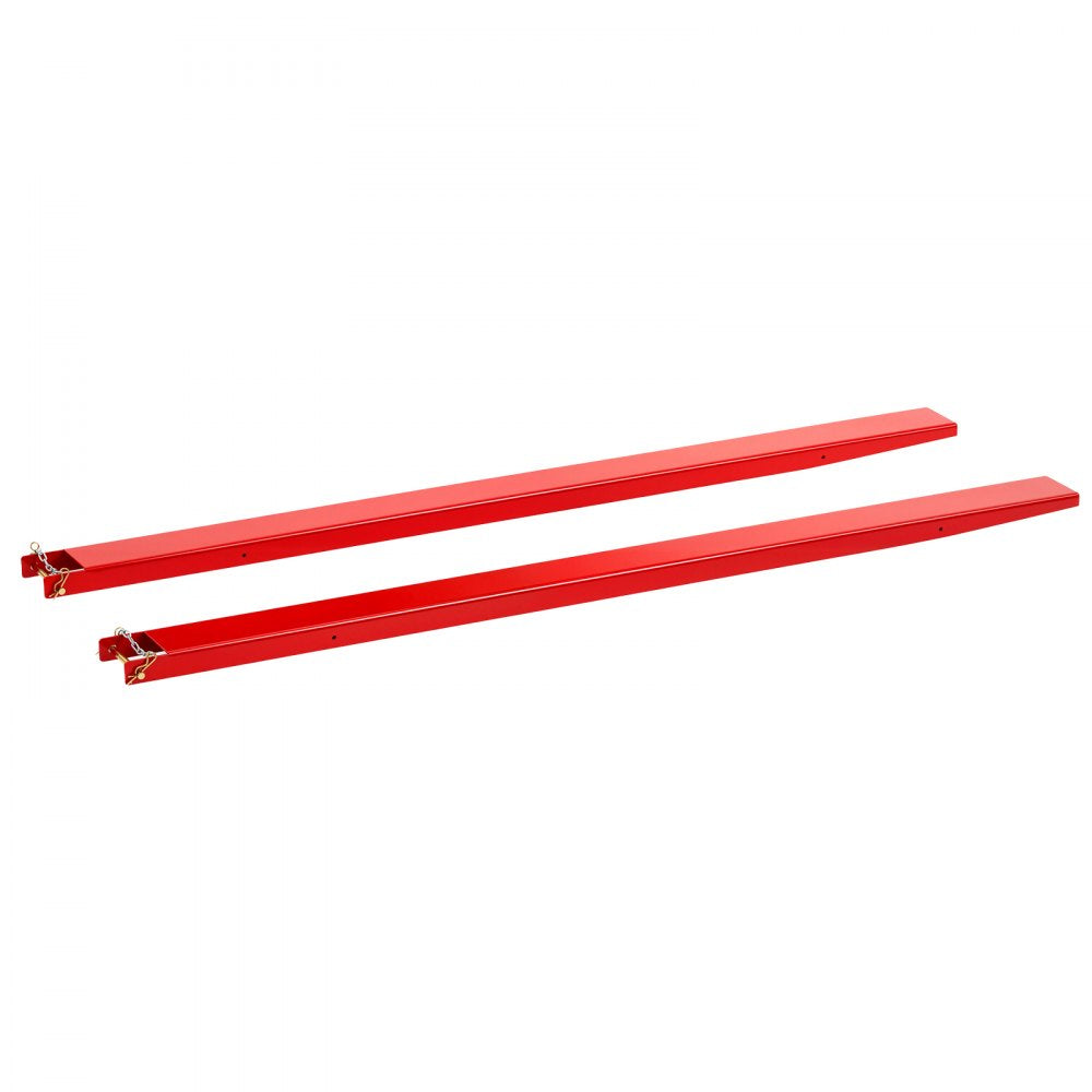VEVOR Forklift Extensions 96 x 5.5 in, 5500 lbs Load Capacity & Bottom Lock, for Forklifts and Forklift Trucks, Heavy-Duty Industrial Steel Pallet Fork Attachments, Extended Load Handling, Red, 1 Pair