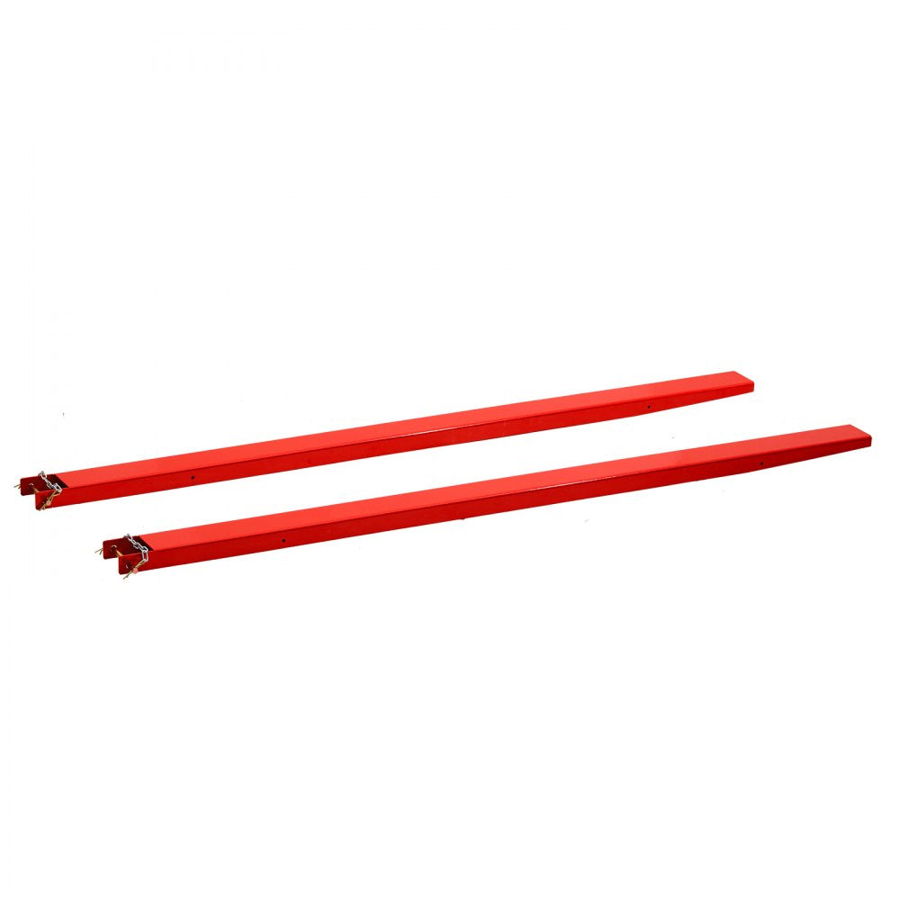 VEVOR Forklift Extensions 96 x 4.5 in, 5500 lbs Load Capacity & Bottom Lock, for Forklifts and Forklift Trucks, Heavy-Duty Industrial Steel Pallet Fork Attachments, Extended Load Handling, Red, 1 Pair