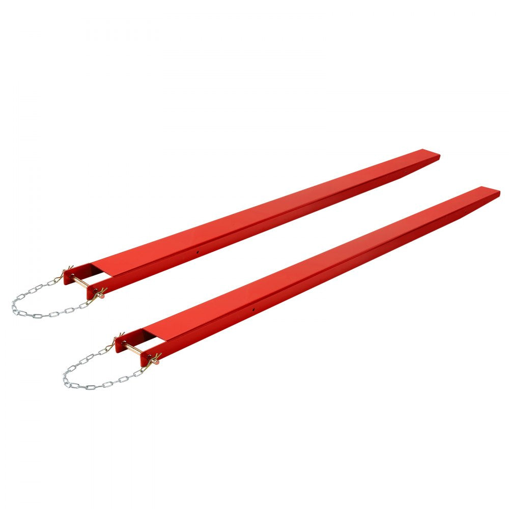 VEVOR Forklift Extensions 96 x 4.5 in, 5500 lbs Load Capacity & Bottom Lock, for Forklifts and Forklift Trucks, Heavy-Duty Industrial Steel Pallet Fork Attachments, Extended Load Handling, Red, 1 Pair