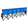 VEVOR Portable Folding Bench, 6 Seat Foldable Soccer Bench with Side Pockets and Carrying Bag, Lightweight Sideline Seating with Back Rest for Football, Baseball, Camping, Outdoor Events, Blue