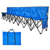VEVOR Portable Folding Bench, 8 Seat Foldable Soccer Bench with Side Pockets and Carrying Bag, Lightweight Sideline Seating with Back Rest for Football, Baseball, Camping, Outdoor Events, Blue