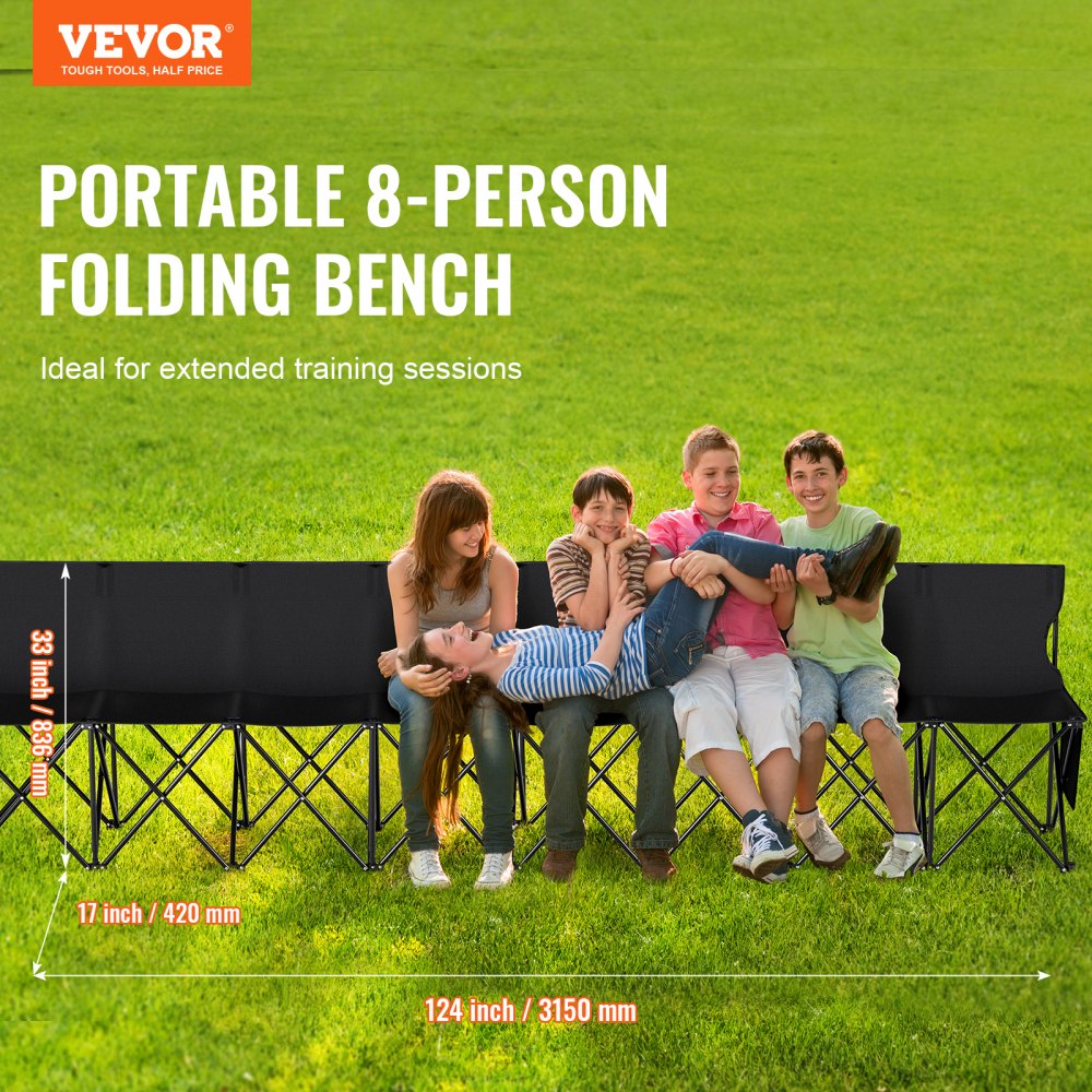 Vevor Folding Bench 8-Seat Portable Sideline Sports