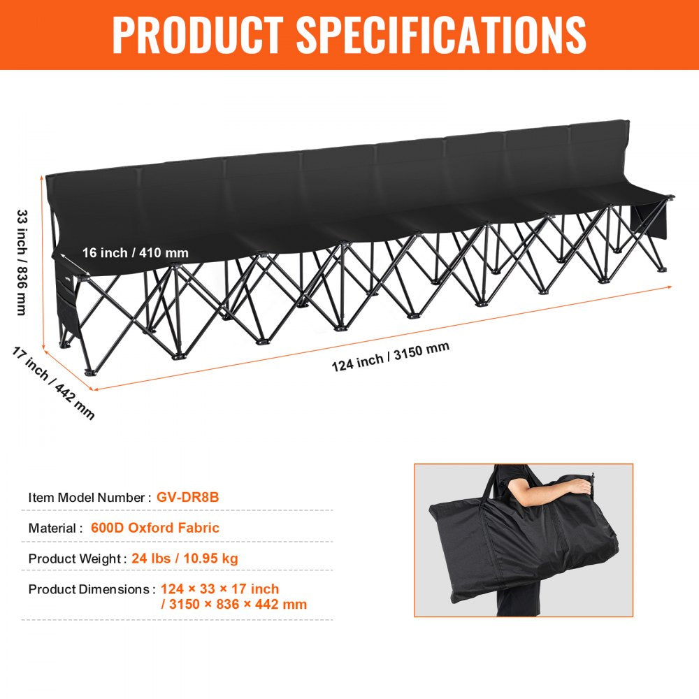Vevor Folding Bench 8-Seat Portable Sideline Sports