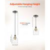 VEVOR 1-Light Pendant Light, 2 Pack, Kitchen Island Lights with Clear Glass Shade & Hanging Cord, Black and Gold Finish, Adjustable Height, Pendant Lighting for Bedroom, Hallway, Entryway, Kitchen