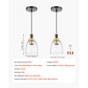 VEVOR 1-Light Pendant Light, 2 Pack, Kitchen Island Lights with Clear Glass Shade & Hanging Cord, Black and Gold Finish, Adjustable Height, Pendant Lighting for Bedroom, Hallway, Entryway, Kitchen