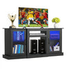 VEVOR TV Stand for TVs up to 65 inch, Modern Entertainment Center with Light Strip, Wooden TV Cabinet Storage with Glass Doors and Adjustable Shelves, Console Table for Living Room and Bedroom, Black