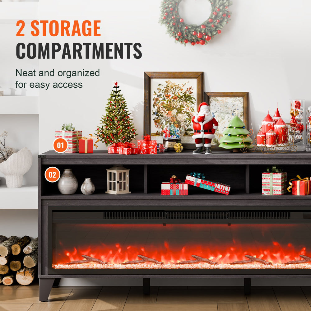 VEVOR Fireplace TV Stand - feature graphic (2 storage compartments)