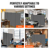 VEVOR Room Divider, 4 Panels Room Divider, Folding Privacy Screen and Portable Partition Divider for Room Separation, Freestanding Room Partitions for Office, Bedroom, Study, Grey