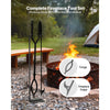 VEVOR Fireplace Tool Set, 3 PCS Fire Tool Set and Holder with Stand, Tongs, Fire Place Poker, Wrought Iron Fireplace Accessories for Campfire Backyard Bonfire Indoor/Outdoor, Black