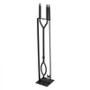 VEVOR Fireplace Tool Set, 3 PCS Fire Tool Set and Holder with Stand, Tongs, Fire Place Poker, Wrought Iron Fireplace Accessories for Campfire Backyard Bonfire Indoor/Outdoor, Black