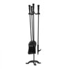 VEVOR Fireplace Tool Set, 4 PCS Fire Tool Set and Holder with Three-Prong Stand, Ash Shovel, Brush, Fire Place Poker, Wrought Iron Fireplace Accessories for Campfire Indoor/Outdoor, Black