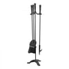VEVOR Fireplace Tool Set, 4 PCS Fire Tool Set and Holder with Three-Prong Stand, Ash Shovel, Brush, Fire Place Poker, Wrought Iron Fireplace Accessories for Campfire Indoor/Outdoor, Black