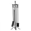 VEVOR Fireplace Tool Set, 5 PCS Fire Tool Set and Holder with Four-Prong Stand, Tongs, Ash Shovel, Brush, Fire Place Poker, Wrought Iron Fireplace Accessories for Campfire Indoor/Outdoor, Black