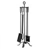 VEVOR Fireplace Tool Set, 5 PCS Fire Tool Set and Holder with Four-Prong Stand, Tongs, Ash Shovel, Brush, Fire Place Poker, Wrought Iron Fireplace Accessories for Campfire Indoor/Outdoor, Black