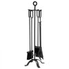 VEVOR Fireplace Tool Set, 5 PCS Fire Tool Set and Holder with Four-Prong Stand, Tongs, Ash Shovel, Brush, Fire Place Poker, Wrought Iron Fireplace Accessories for Campfire Indoor/Outdoor, Black