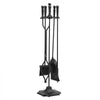 VEVOR Fireplace Tool Set, 5 PCS Fire Tool Set and Holder with Five-Prong Stand, Tongs, Ash Shovel, Brush, Fire Place Poker, Wrought Iron Fireplace Accessories for Campfire Indoor/Outdoor, Black