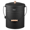 VEVOR Ash Bucket, 4 PCS with Lid, Shovel, Broom and Gloves, Metal Fireplace Charcoal Bucket and Ash Can, 4 GAL Large Capacity for Fireplace, Fire Pits, Wood Burning Stoves, Indoor and Outdoor
