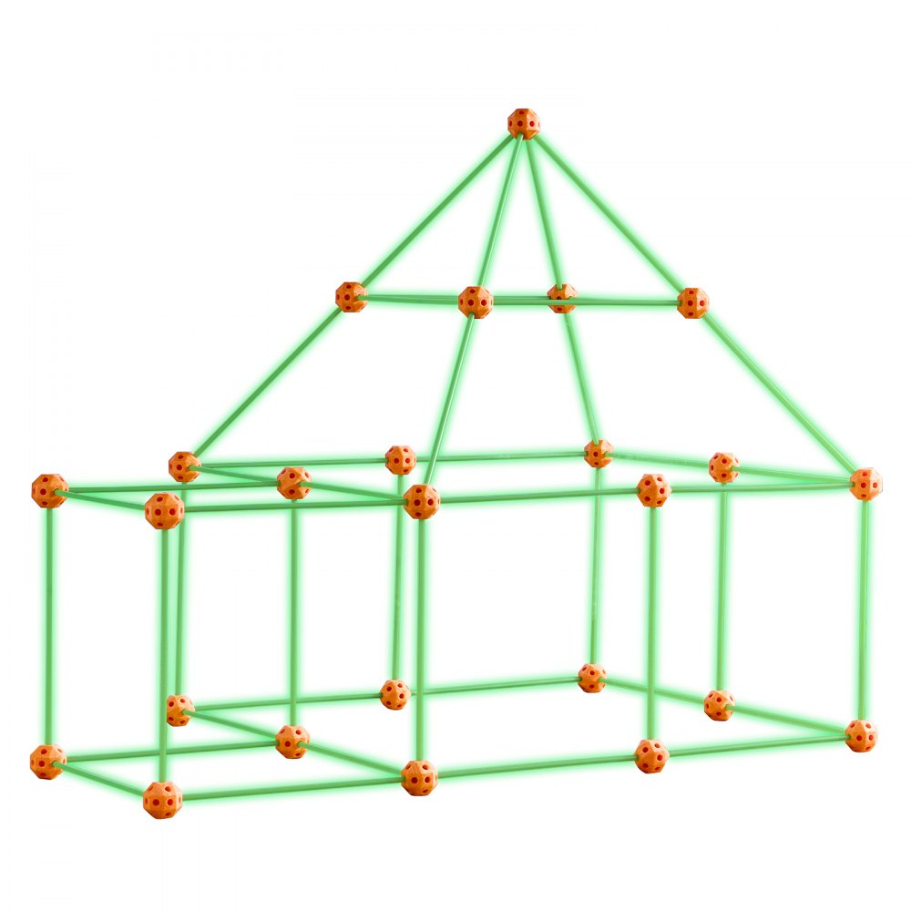 VEVOR Fort Building Kit for Kids, 85PCS Glow in The Dark STEM Building Toys, Educational Gift for 4 5 6 7 8+ Year Old Boys & Girls, Indoor Outdoor Play Tent Construction Toys with 55 Rods and 30 Balls