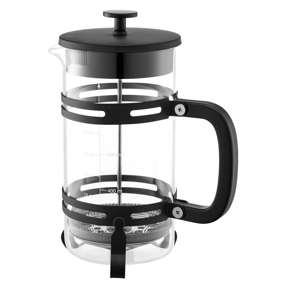 VEVOR French Press Coffee Maker, 34 Ounce 1 Liter Borosilicate Glass Coffee Press Tea Maker with Stainless Steel Filter, Large Glass French Presses Cold Brew for Camping Travel Home Kitchen, Silver