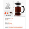 VEVOR French Press Coffee Maker, 34 Ounce 1 Liter Borosilicate Glass Coffee Press Tea Maker with Stainless Steel Filter, Large Glass French Presses Cold Brew for Camping Travel Home Kitchen, Silver