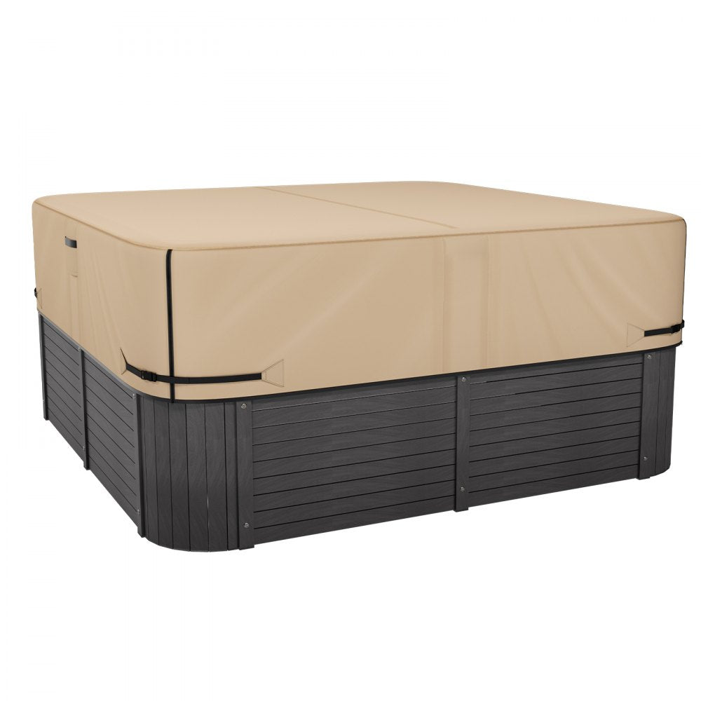 VEVOR Outdoor Hot Tub Cover, 90 x 90 x 20 Inch Weatherproof and Waterproof Hot Tub Cover Protector, 600D Heavy Duty Oxford Fabric and 950N Tearing Strength, Square Spa Covers for Hottub, Brown