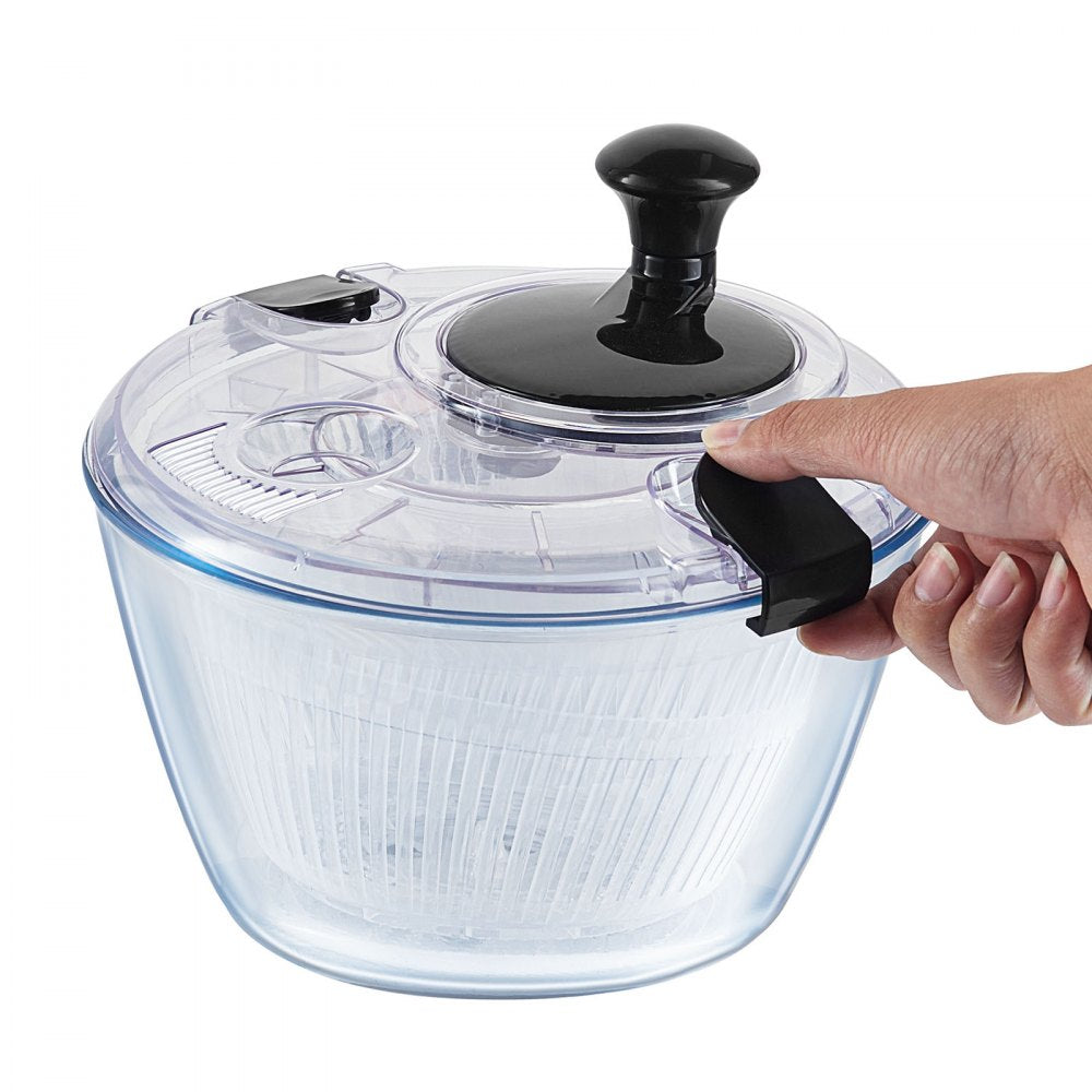 VEVOR Glass Salad Spinner, 4.75Qt, One-handed Easy Press Large Vegetable Dryer Washer, Lettuce Cleaner and Dryer with High Borosilicate Glass Bowl Lid, for Greens, Herbs, Berries, Fruits, No BPA