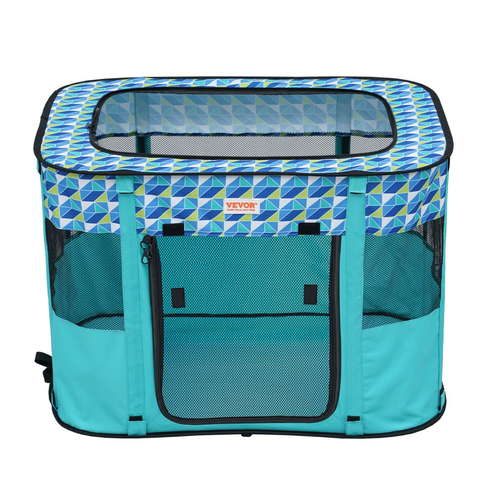 VEVOR Foldable Pet Playpen, 32'' x 24'' x 22'' Portable Dog Playpen, Crate Kennel for Puppy, Dog, Cat, Waterproof 600D Oxford Cloth, Removable Zipper, for Indoor Outdoor Travel Camping (Rectangle, S)