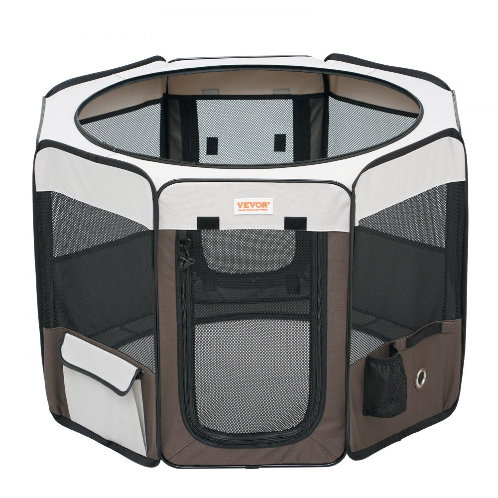 VEVOR Foldable Pet Playpen, 36 inch Portable Dog Playpen, Crate Kennel for Puppy, Dog, Cat, Premium Waterproof 600D Oxford Cloth, Removable Zipper, for Indoor Outdoor Travel Camping Use (Octagon, M)