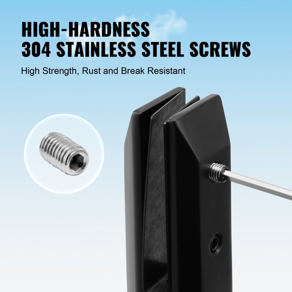VEVOR Glass Clamp, 10 PCS Square Glass Railing Bracket for 0.31 "-0.47 " Tempered Glass, 304 Stainless Steel Glass Mounting Clamp, 0.12” Thick Glass Shelf Bracket for Balcony, Garden, Deck, Stair