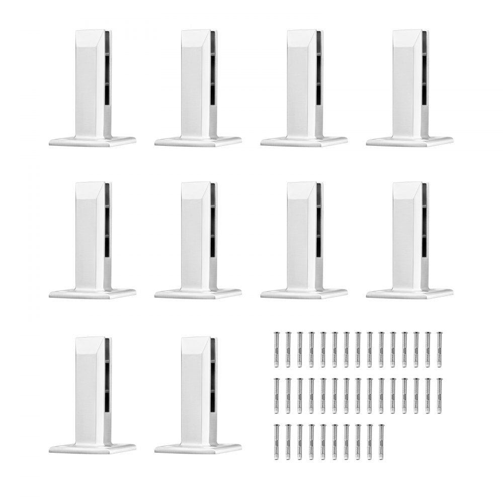 VEVOR Glass Clamp, 10 PCS Square Glass Railing Bracket for 0.31 "-0.47 " Tempered Glass, 304 Stainless Steel Glass Mounting Clamp, 0.12” Thick Glass Shelf Bracket for Balcony, Garden, Stair, Silver