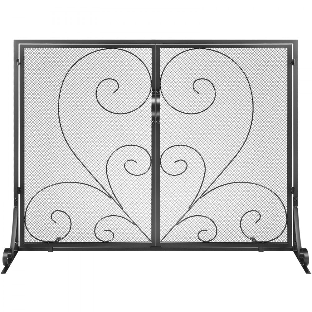 VEVOR Fireplace Screen 1 Panel with Door, Sturdy Iron Mesh Fireplace Screen, 39"(L) x31.6"(H) Spark Guard Cover, Simple Installation, Free Standing Fire Fence Grate for Living Room Home Decor Vintage