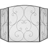 VEVOR Fireplace Screen 3 Panel, Sturdy Iron Mesh Fireplace Screen, 48"(L) x30.2"(H) Spark Guard Cover, No Assembly Required, Free Standing Fireplace Fence Grate for Living Room Home Decor Vintage Blac