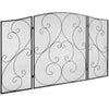 VEVOR Fireplace Screen 3 Panel, Sturdy Iron Mesh Fireplace Screen, 48"(L) x30.2"(H) Spark Guard Cover, No Assembly Required, Free Standing Fireplace Fence Grate for Living Room Home Decor Vintage Blac