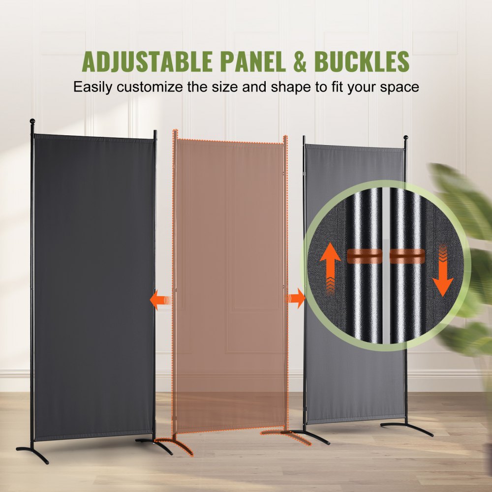VEVOR Room Divider, 6.1 ft Room Dividers and Folding Privacy Screens (3-panel), Fabric Partition Room Dividers for Office, Bedroom, Dining Room, Study, Freestanding, Dark Gray