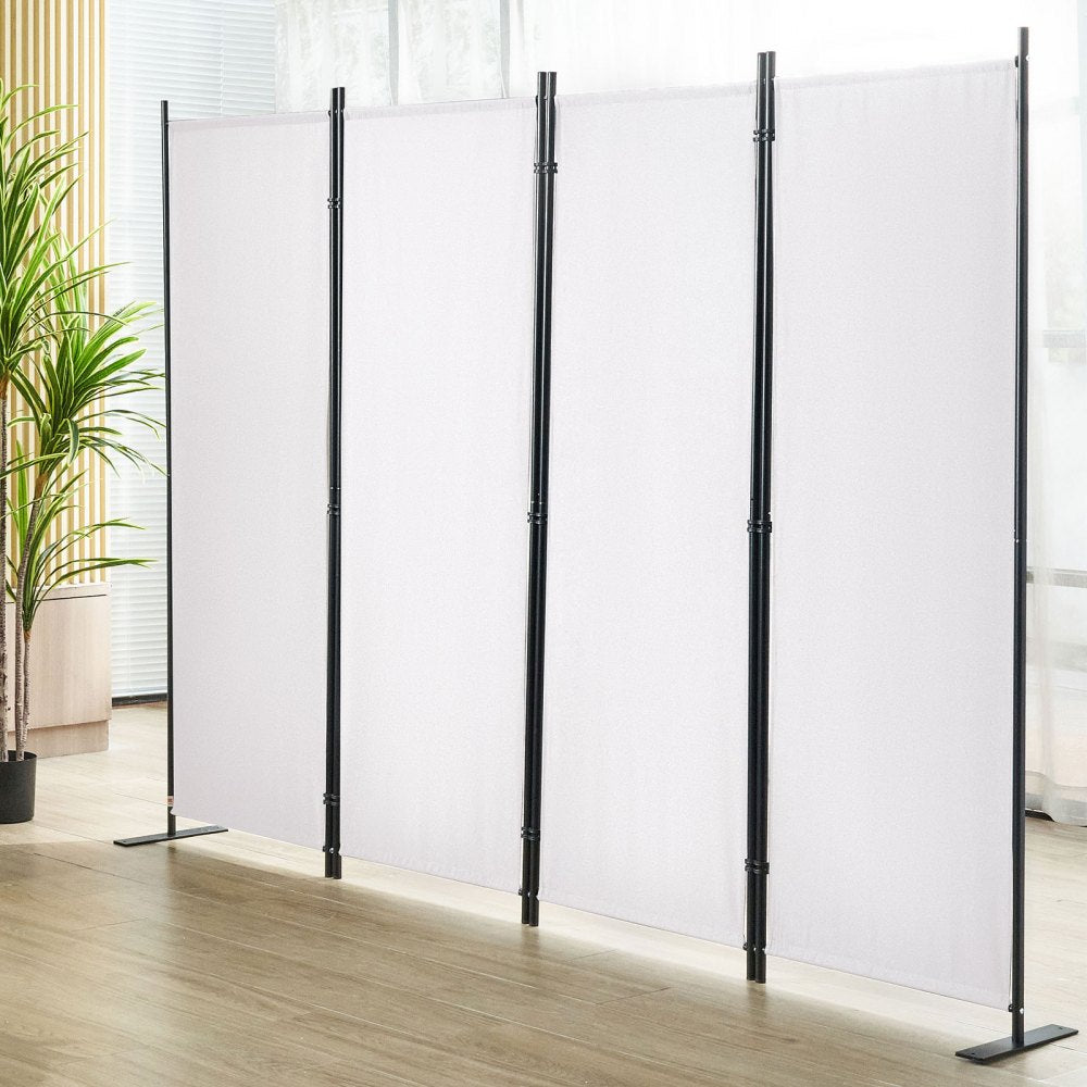 VEVOR Room Divider, 5.6 ft Room Dividers and Folding Privacy Screens (4-panel), Fabric Partition Room Dividers for Office, Bedroom, Dining Room, Study, Freestanding, White