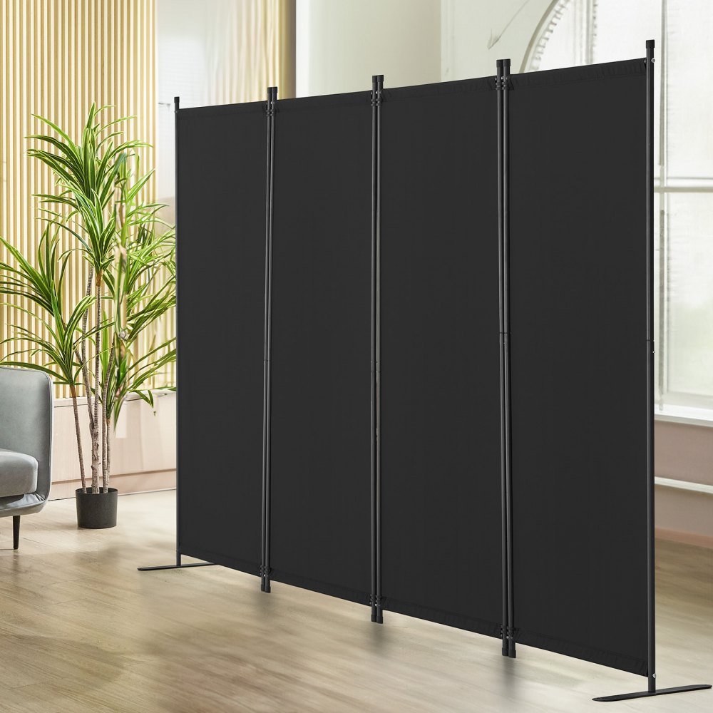 VEVOR Room Divider,  4 Panel Room Dividers and Folding Privacy Screens, Fabric Partition Room Dividers for Office, Bedroom, Dining Room, Study, Freestanding, Black