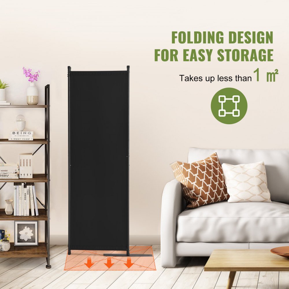 VEVOR Room Divider,  4 Panel Room Dividers and Folding Privacy Screens, Fabric Partition Room Dividers for Office, Bedroom, Dining Room, Study, Freestanding, Black