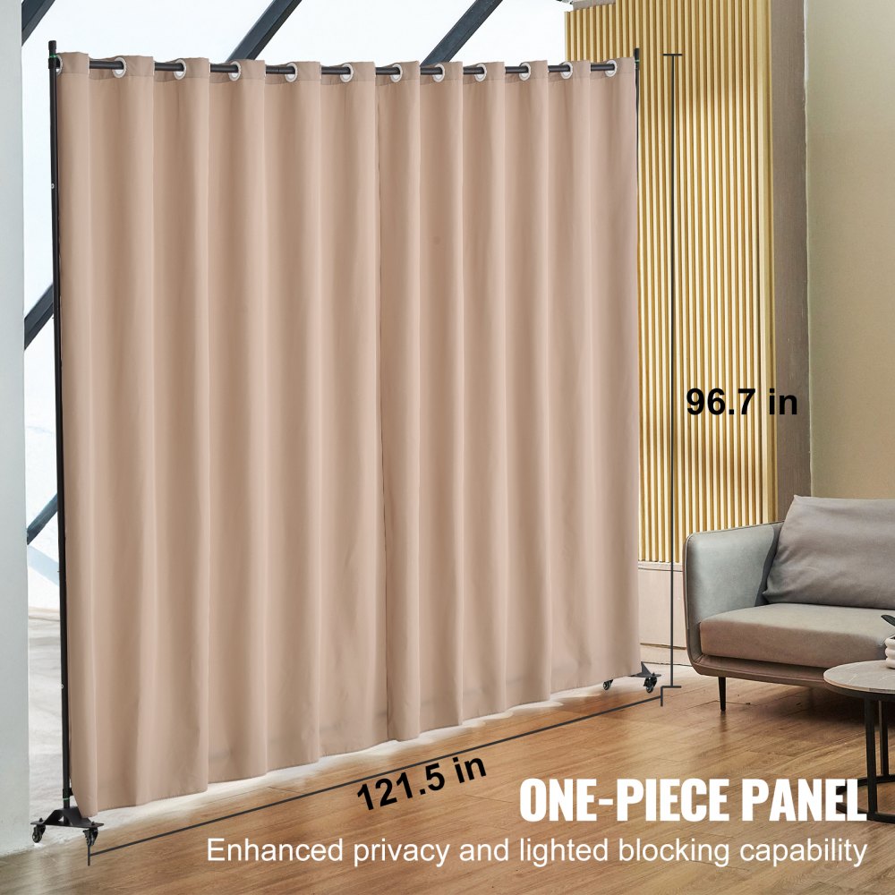 VEVOR Room Divider, Portable Panel Room Divider with Wheels Curtain Divider Stand, Freestanding Room Divider Privacy Screen for Office, Bedroom, Dining Room, Study, Brown