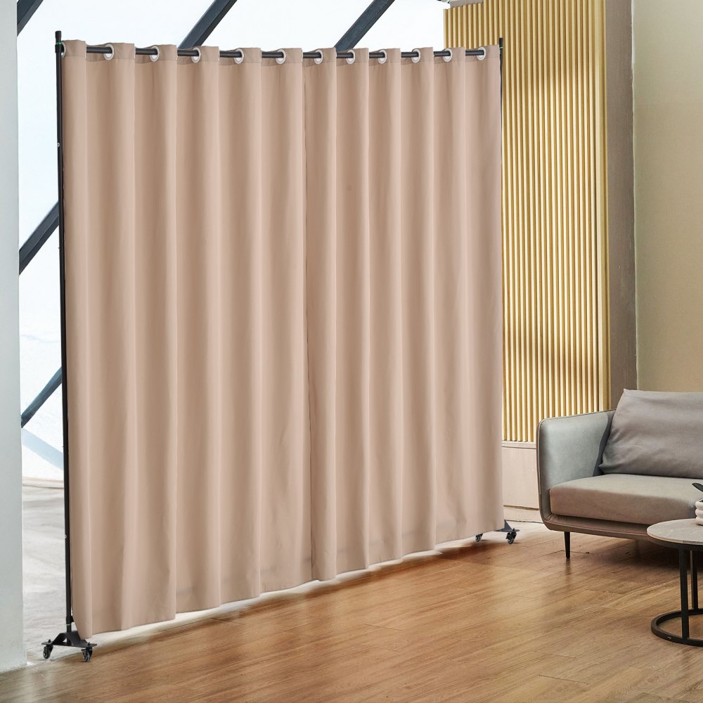 VEVOR Room Divider, Portable Panel Room Divider with Wheels Curtain Divider Stand, Freestanding Room Divider Privacy Screen for Office, Bedroom, Dining Room, Study, Brown