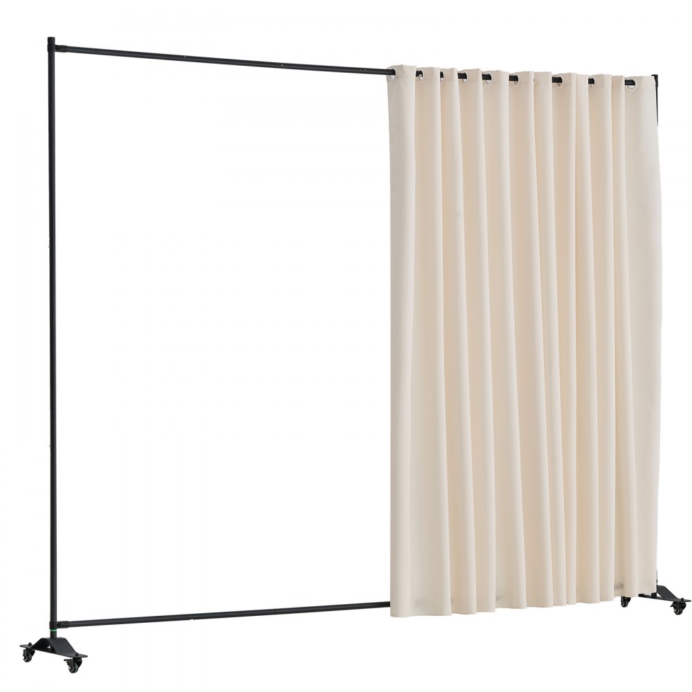 VEVOR Room Divider, Portable Panel Room Divider with Wheels Curtain Divider Stand, Freestanding Room Divider Privacy Screen for Office, Bedroom, Dining Room, Study, Beige
