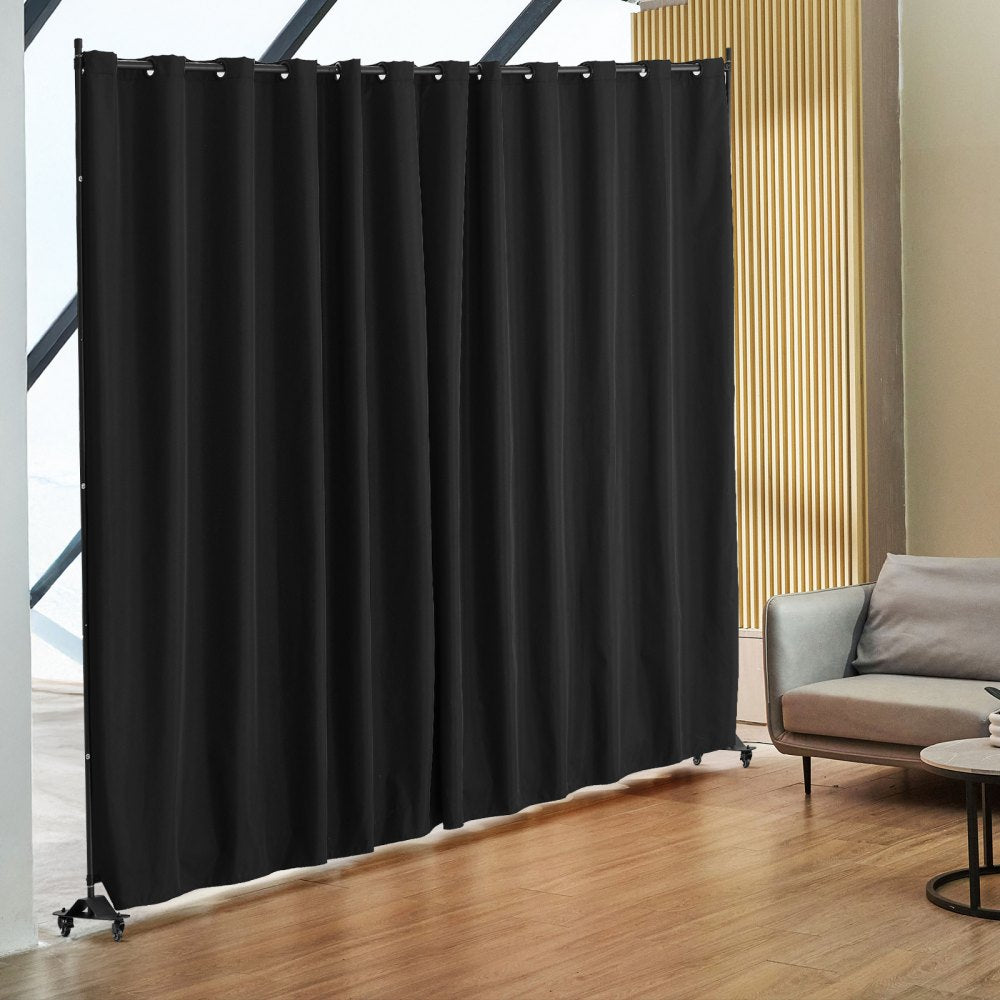 VEVOR Room Divider, Portable Panel Room Divider with Wheels Curtain Divider Stand, Freestanding Room Divider Privacy Screen for Office, Bedroom, Dining Room, Study, Black