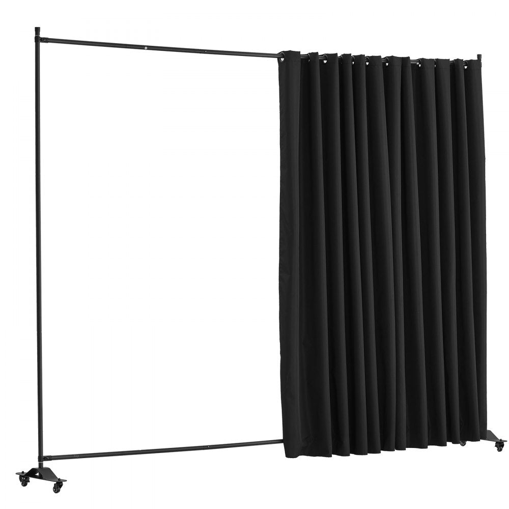 VEVOR Room Divider, Portable Panel Room Divider with Wheels Curtain Divider Stand, Freestanding Room Divider Privacy Screen for Office, Bedroom, Dining Room, Study, Black