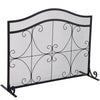 VEVOR Fireplace Screen, 38 x 26.5 Inch,Heavy Duty Iron Freestanding Spark Guard with Support, Metal Mesh Craft, Broom Tong Shovel Poker Included for Fireplace Decoration & Protection, Black
