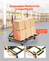 VEVOR Drywall Cart Dolly, 1800 lbs Load Capacity, Steel Panel Dolly with 4 Swivel Casters & Expandable Deck, Foldable Panel Truck Cart with Tie-Down Strap for Handling Plywood, Plasterboard, Glass