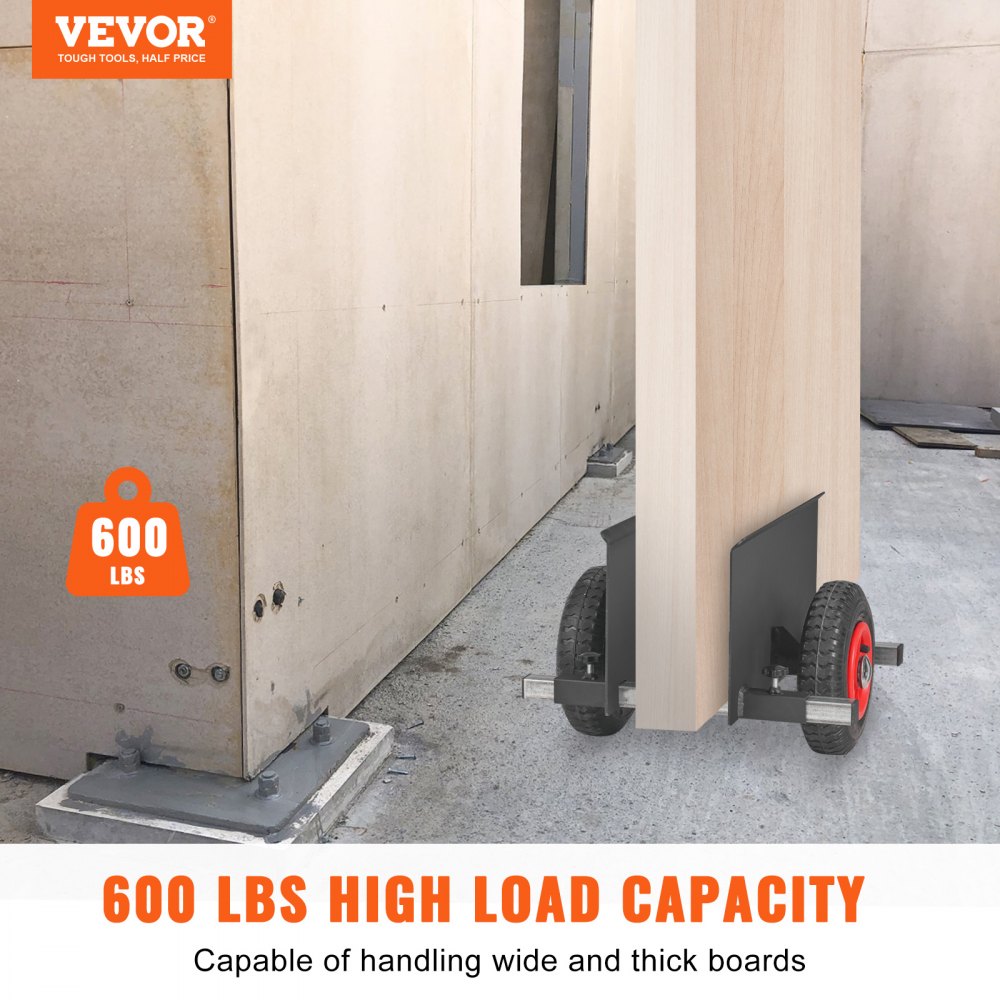 VEVOR Panel Dolly, 600LBS Capacity Slab Dolly, Heavy-duty Drywall Mover with 8" Pneumatic Wheels, Adjustable Clamp Panel Cart for Drywall Sheet, Material Handling, All Terrain Moving Cart