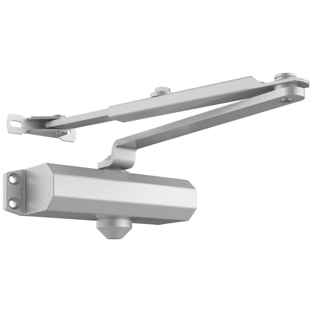 VEVOR Door Closer, Automatic Door Closer Commercial or Residential Use for Door Weights 150 Lbs, Adjustable Size Hydraulic Buffer Door Closers Heavy Duty Cast Aluminum Body, Easy Install, Silver