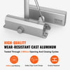 VEVOR Door Closer, Automatic Door Closer Commercial or Residential Use for Door Weights 330Lbs, Adjustable Size Hydraulic Buffer Door Closers Heavy Duty Cast Aluminum Body, Easy Install, Silver