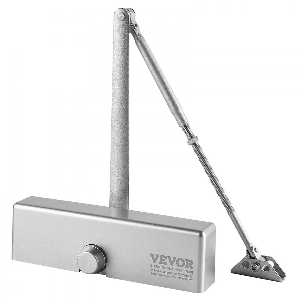 VEVOR Door Closer, Automatic Door Closer Commercial or Residential Use for Door Weights 330Lbs, Adjustable Size Hydraulic Buffer Door Closers Heavy Duty Cast Aluminum Body, Easy Install, Silver