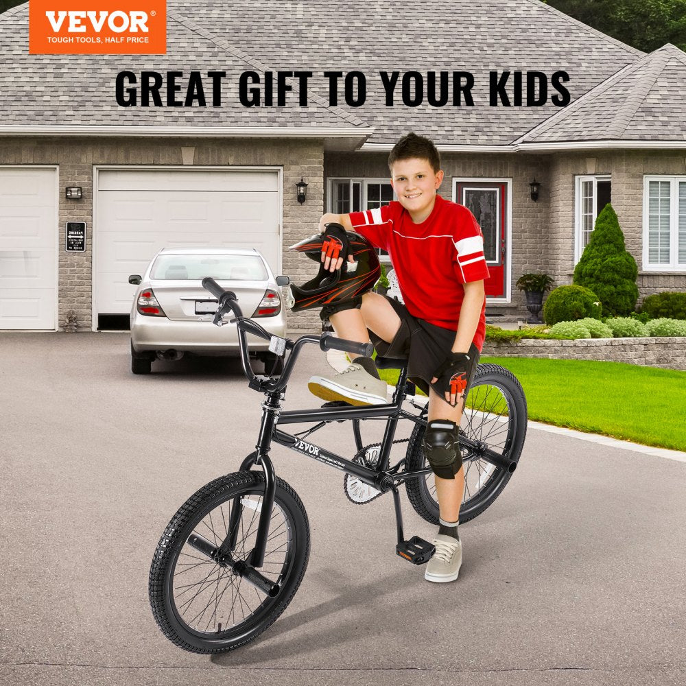 VEVOR BMX Bike, 20-Inch Wheel Freestyle Bike, BMX Race Bike with 360° Rotor and 4 Pegs, Beginner-Level BMX to Advanced Riders, BMX Bicycles for Teen Adult Men Women, Durable Hi-Ten Steel Frame