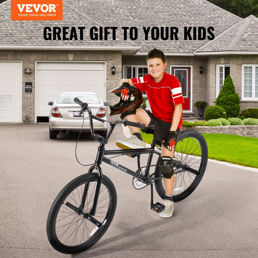 VEVOR BMX Bike, 24-Inch Wheel Freestyle Bike, BMX Race Bike with 4 Pegs, Beginner-Level BMX to Advanced Riders, BMX Bicycles for Teen Adult Men Women, Durable Hi-Ten Steel Frame, Easy to Assemble